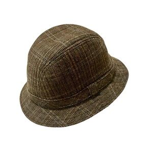 Scala Brown Wool Blend Fedora Plaid Hat